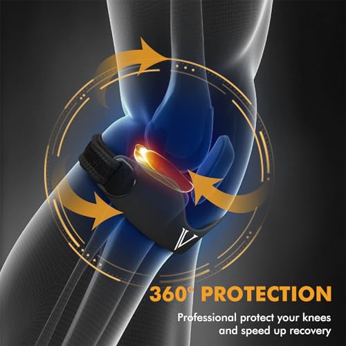 JHVW Silicone Patellar Tendon Support Strap 2-Pack, Knee Brace for Women & Men, Adjustable Non-Slip Patella Band Support for Running Basketball