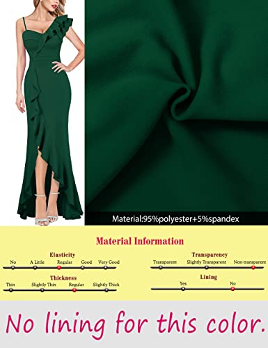Image of VFSHOW Womens Formal Prom One Shoulder Strap Ruched Ruffle Split Maxi Dress 2023 Sexy V Neck Wedding Guest Evening Long Gown
