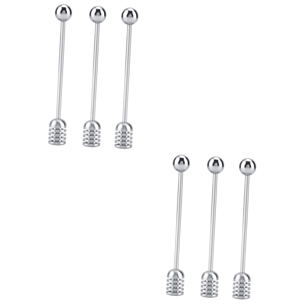 IMIKEYA Stainless Steel Honey Dipper 6 Pcs Bulk Honey Spoon to Rotate Honey Stirrer