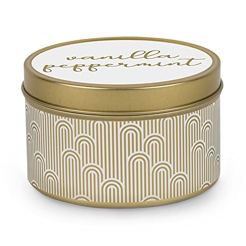 Paraffin-Free Scented Candle In Gold Tin, Vegan Palm Wax Candles, Spicy & Christmassy Scented Candles, Holiday Or Birthday Gifts For Women & Men, 30-Hour Burn Time, 6 Oz - (Vanilla Peppermint) #TOP12