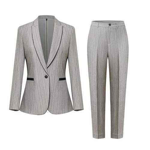 Women's Lapel V Neck Solid Color 2 Piece Business Suit Office Professional Slim Fit Pants Suits