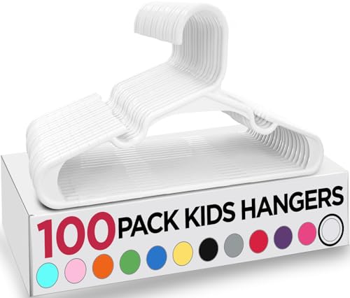Image of Utopia Home Kids Hangers 100 Pack - Plastic Baby Hangers for Closet - Childrens Hanger for Clothes & Infant Hanger for Closet - for Everyday Standard Use (White)