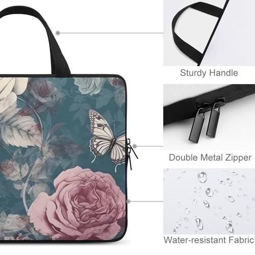 Maletín para portátil con diseño de rosas y mariposas miniatura 3