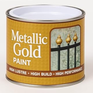 JKG Metallic Gold Paint 180ml - Weatherproof for Wood, Metal & Concrete | Indoor & Outdoor, Home & Garden | High Lustre Shine, Durable Quick Dry Coating Gloss Paint for Fences, Craft, DIY, Projects