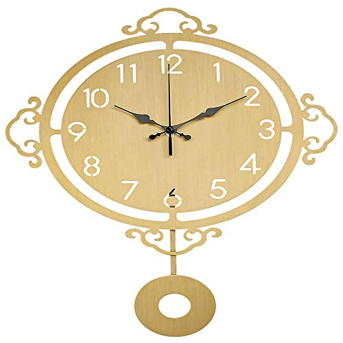 PLEASUR Cobre Puro Reloj de habitación de Estilo Chino Atmósfera Decorativa Personalidad Viva Arte de la Pared Reloj de Cobre Simple Relojes para el hogar Moda Colgante Creativo