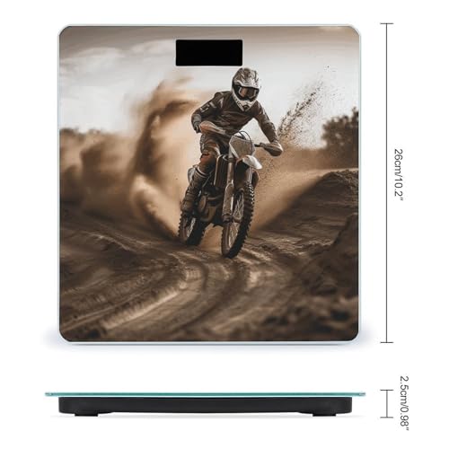 Báscula digital de baño Motocross de vidrio templado 400 lb miniatura 2
