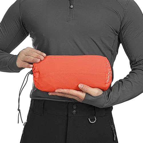 33,000ft Regenjacke Herren Wasserdicht Outdoorjacke Leichte Freizeitjacke Packbare Windjacke Fahrrad Regenmantel mit Kapuze Rot M