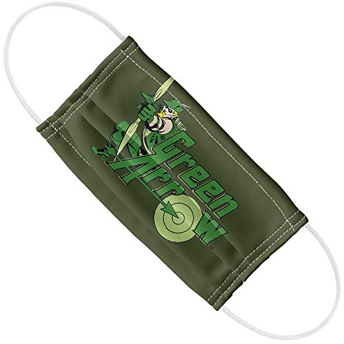 Popfunk Justice League Green Arrow Charcter & Logo 1-Ply Reusable Face Mask Covering with Adjustable Nose Wire, Unisex
