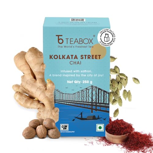 Image of Teabox Kolkata Street Chai | Reminiscent Of The City Of Joy | Rich & Delectable, Blended With Saffron, Cardamom, Nutmeg & Ginger | With Exquisite Aromas Of Saffron | 250 Grams