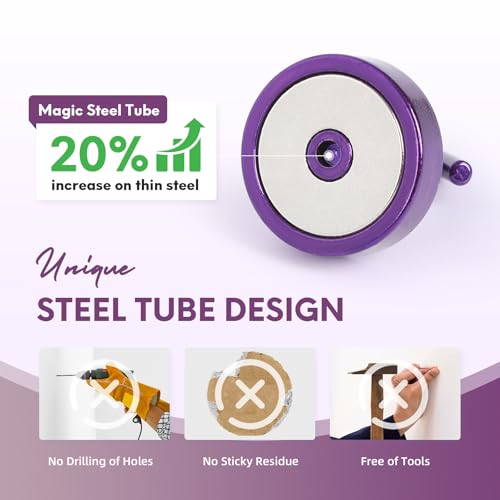 Image of Neosmuk Magnetic Hooks Steel Tube Design for Cruise,80lb+ Purple,10 Pack | Cruise Ship Essentials,Heavy Duty Magnett Hooks for Cabins, Refrigerator, Grill, Hanging, and Travel Extra Strong Must-Haves