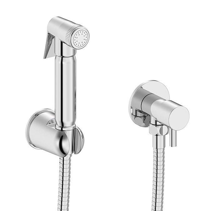 Kit de douche standard argent avec mitigeur de bidet rond et douchette WC