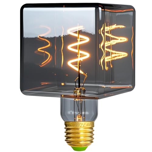 TIANFAN LED-Gl&uuml;hbirnen Vintge Gl&uuml;hbirne Ice Cube &phi;95mm 4W Dimmbare Edison-Gl&uuml;hbirne 220-240V E27 Spezielle dekorative Gl&uuml;hbirnen (Rauch)
