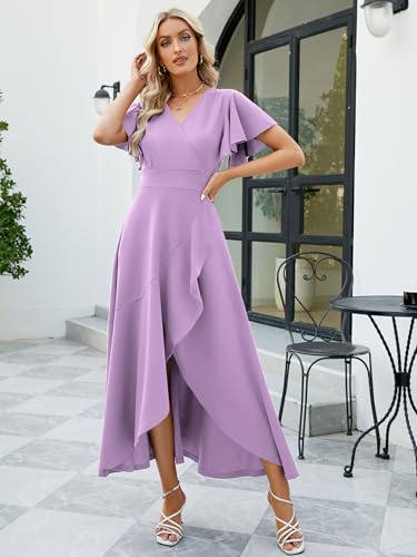 Image of ZZV Formal Dresses for Women Gowns Evening V Neck Wedding Guest Dresses