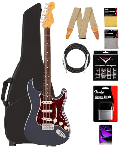 Fender American Professional Classic Stratocaster - Faded Black Bundle with Gig Bag, Strap, Cable, and Guitar Cleaning Kit