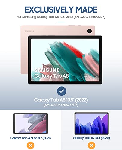 Dadanism Case For Samsung Galaxy Tab A8 10.5 Inch 2022 (Sm-X200/X205/X207), Flexible Tpu Translucent Back Shell Ultra Slim Lightweight Trifold Stand Cover With Auto Sleep/Wake For Galaxy Tab A8, Pink #TOP1