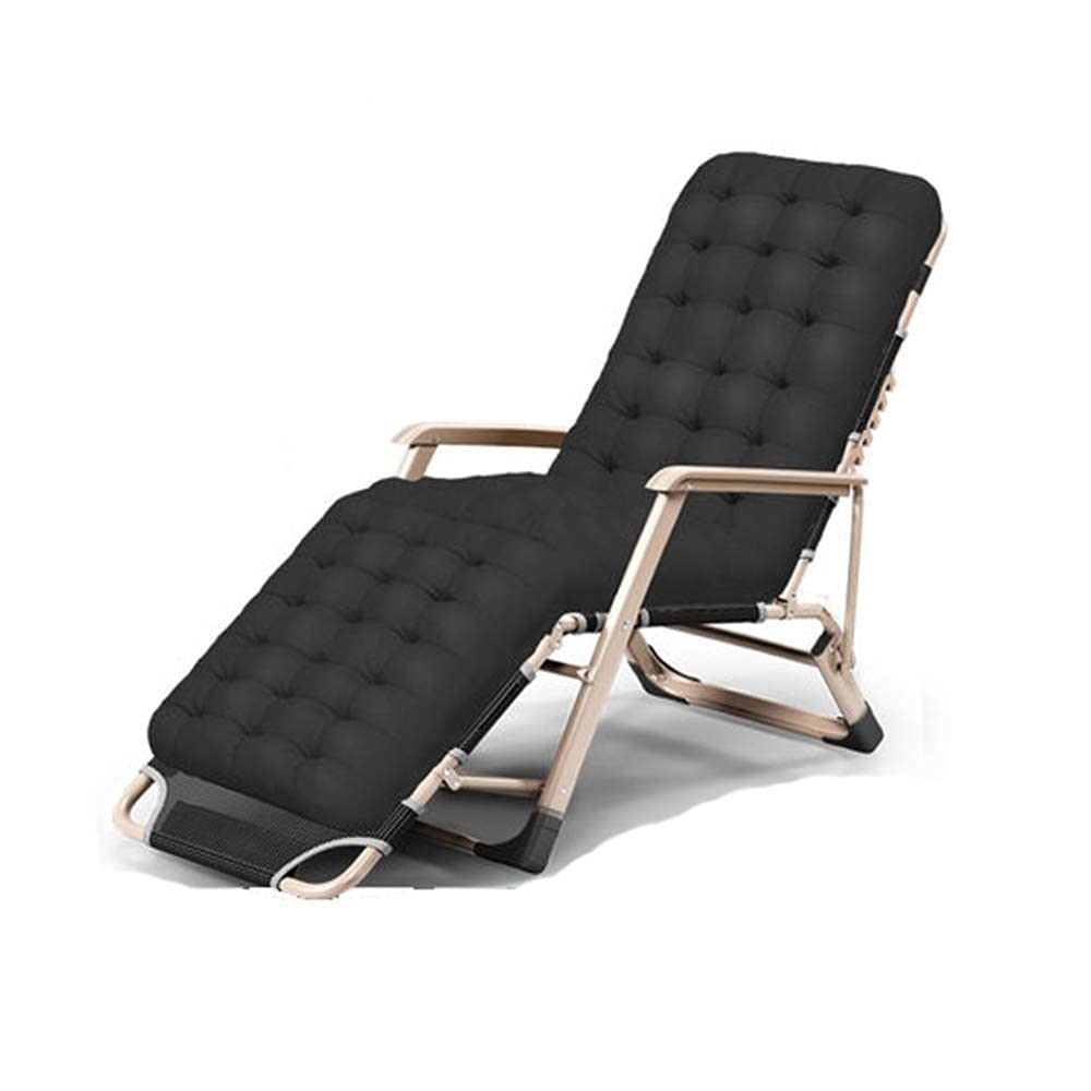 Chaise de patio inclinable grand format pliable pour camping et plage noir