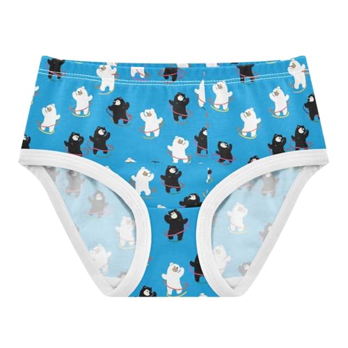 Joisal Toddler Girls Underwear 2t Cotton Little Girl Panties Funny Briefs Girls Undies Cute Cartoon Bears White Blue