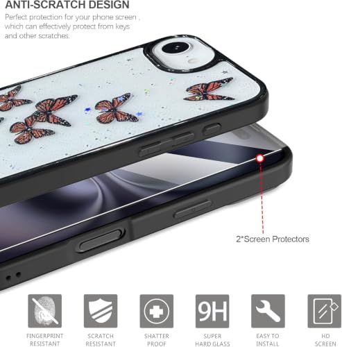 Image of VONZEE Clear Transparent Back Cover Case for iPhone 16e / iPhone 17e with Camera Protection Anti Yellow Slim Fit Anti-Fingerprint & Lightweight Protective Cover-Black