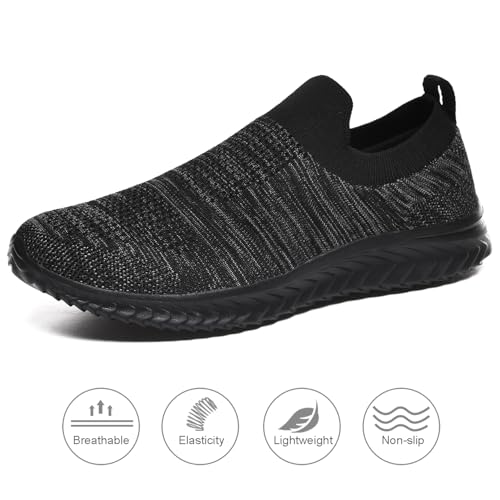 Image of Men's Breathable Knit Walking Tennis Gym Slip On Laceless Sneakers