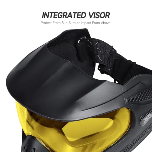 Image of Xaegistac Paintball Mask-Intergrated Sun Visor Airsoft Mask | Airsoft Mask with Wide Field of View, Anti Fog, Adjustable Headband for Paintball, Airsoft