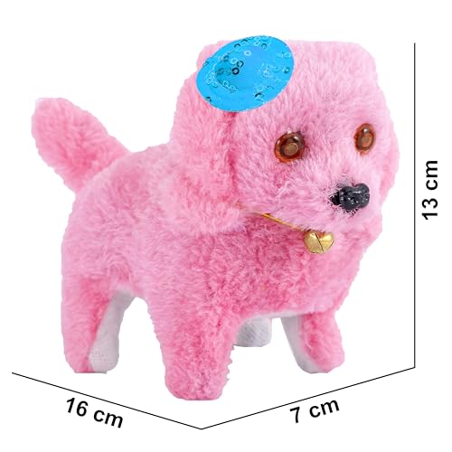 Image of VGRASSP Fluffy Fantastic Walking Puppy Toy for Kids - Cap Dog with Light in Eyes and Cute Puppy Sound - Adorable, Safe and Soft Toy - Color and Design As Per Stock