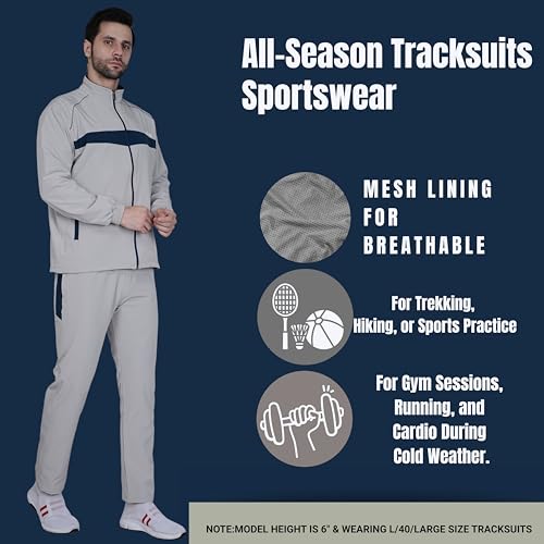 Image of BW:Beatwide Men's Tracksuit NS Dot Terry Polyester Spandex Full Stretch | Track Suit for Man Winter Wear | Sports Track Suit for Men Gym Running, Workout