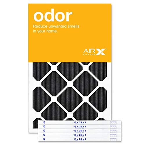 AIRx ODOR 16x25x1 MERV 8 Carbon Pleated Air Filter - Made in the USA - Box of 6