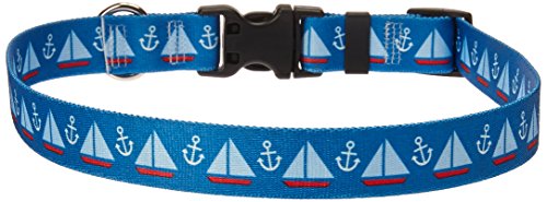 Image of Yellow Dog Design Sailboats Anchors Dog Collar, Large-1 inch Wide fits Neck Sizes 18 to 28 inch, Multi-Color, Large 18 inch - 28 inch (IDSA106)