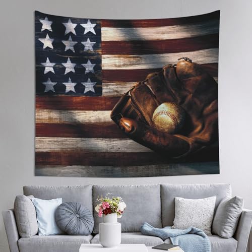 Tapisserie drapeau américain baseball grand format imprimé tissu mural