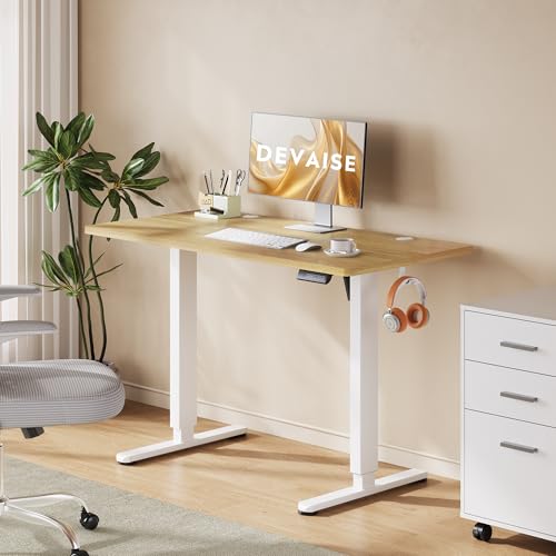 Miniatura 2 de Devaise Escritorio Elevable Eléctrico,Mesa Regulable Rltura 120 X 60cm Con 3 Memorias,Mesa De Oficina Con Panel Inteligente En Casa Con Tablero Ensamblado, Roble Natural