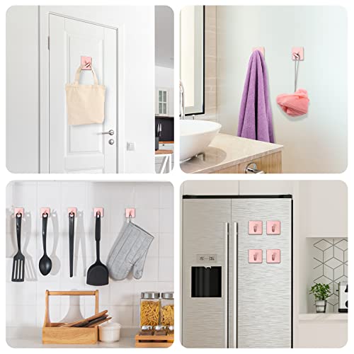 Miniatura 6 de Ganchos Adhesivos para Pared,6 Piezas 3M Impermeable Gancho Pared Gancho Perchero No se Necesita Perforación para Baño Cocina Sala de Aleación de Aluminio Gancho Puerta,Rosa