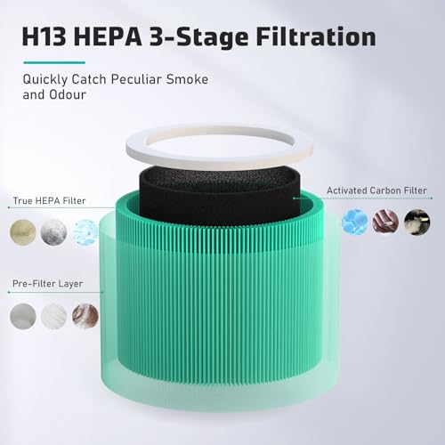 Image of 2 Pack ZQA‑2000A / ZQA‑2000B / ZQA‑2000C Replacement Filter Compatible with Cobectal & Oterbear ZQA‑2000 Series Air Purifiers, 3‑in‑1 HEPA Filter with Activated Carbon
