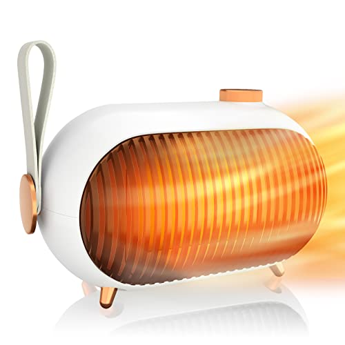 HPYLIF·H Keramik Heizlüfter 900W, PTC Heizung Elektrisch mit Drei Leistungsstufen, Energiesparend, Kippschutz und Heizungsschutz, Mini Heizstrahler mit Handhaben, Schnelle Heizung Für Innen Büro, Weiß Cover