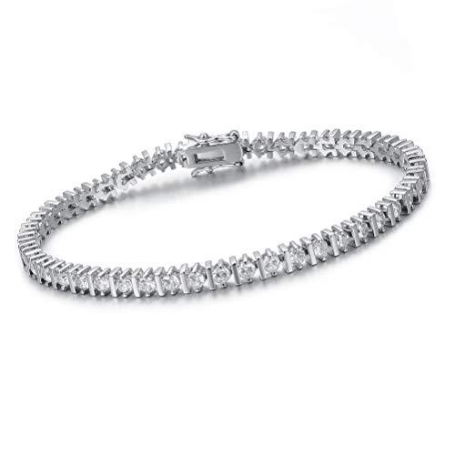 Tennis Bracelet Cubic Zirconia CZ 3mm 18K White Gold Plated Gifts for Women Men Girls 7.5 Inch