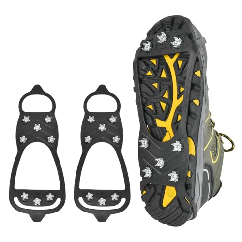 SOHAPI アイゼン 8本爪 登山 軽量 ゴム製 カンジキ かんじき スノースパイク 凍結道路 雪山 ハイキング 氷釣り 靴底用 転倒防止 耐寒性 耐久性 簡単装着 収納袋付き 男女兼用 L 28.5-30.5CM