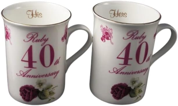 Lyndas Gifts 40th Ruby Anniversary Mugs