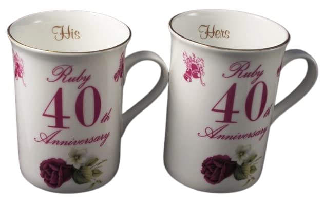Lyndas Gifts 40th Ruby Anniversary Mugs