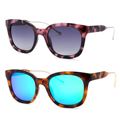 Image of Pro Acme Vintage Square Polarized Sunglasses for Women and Men Trendy Shade Sun Glasses (purple+green)
