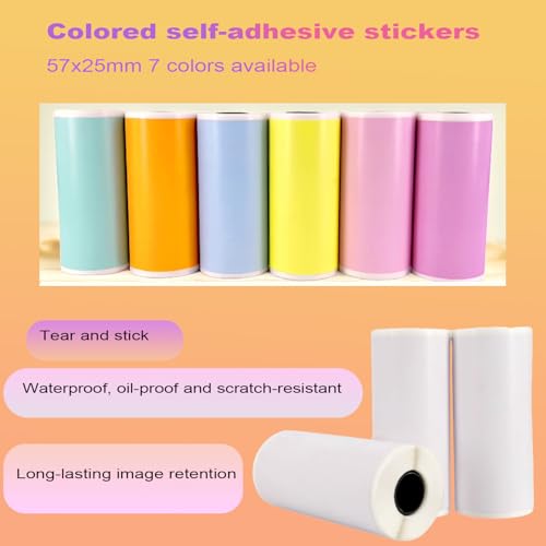 Image of 57x25mm Thermal Sticker Paper, 10 Rolls for Mini Thermal Printers - Colorful Self-Adhesive Labels, Compatible with Mini Printers & Label Makers, for DIY, Office, Kids' Cameras