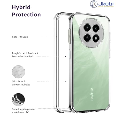 Image of Jkobi Back Case Cover for Realme C65 5G (Silicone Clear Shockproof Case with Camera Protection | Soft and Flexible | Transparent)