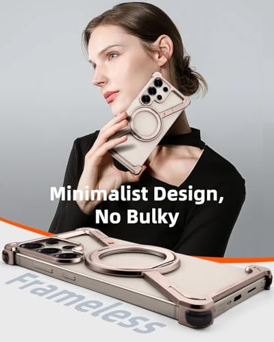 Image of Bumper Case with Kickstand Compatible with Galaxy S26 Ultra Case with Wireless Charging | Luxury Aluminum Armor (Dessert)