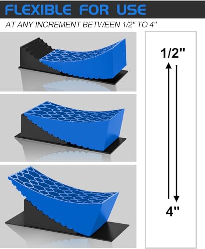 Image of RV Leveling Blocks Ramp Kit, 2 Packs Camper Leveler System for Travel with Two Chocks, 2 Anti-Slip Mats, 1T Bubble Level and Carry Bag, Up to 35000 LBS, Easier & Faster to Level Camper-Blue-A