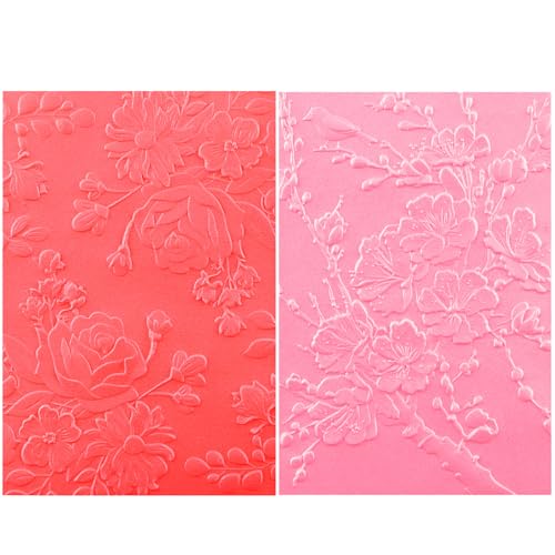 2 carpetas de grabado en relieve 3D para hacer tarjetas, texturas florales, impresiones, fondo, plantillas de plástico para manualidades, álbumes de recortes y otras manualidades de papel, decoración