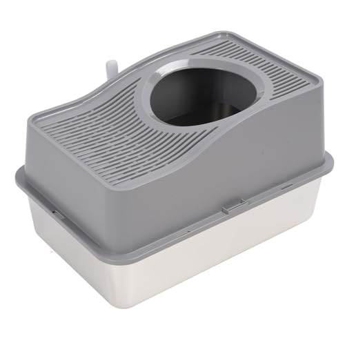 Arenero para gato semiencerrado acero inoxidable y plástico miniatura 2