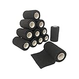 Selbstklebende Haftbandage – 12 Rollen 10cm x 4,5m | Ideal als Geschenk | Selbstklebender Verband | Kohäsiver Verband | Tierverband | Elastische und Atmungsaktive Bandagen | Sportband