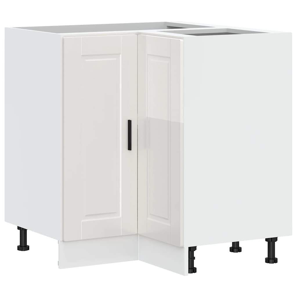 vidaXL Küchen-Eckunterschrank Porto Hochglanz-Weiß Holzwerkstoff, Eckunterschrank, Küchenschrank, Küchen-Eckunterschrank, Eckunterschrank für Küche