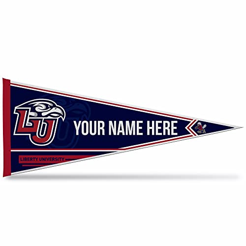 Rico Industries NCAA Liberty Flames Personalized - Custom 12" x 30" Soft Felt Pennant - EZ to Hang