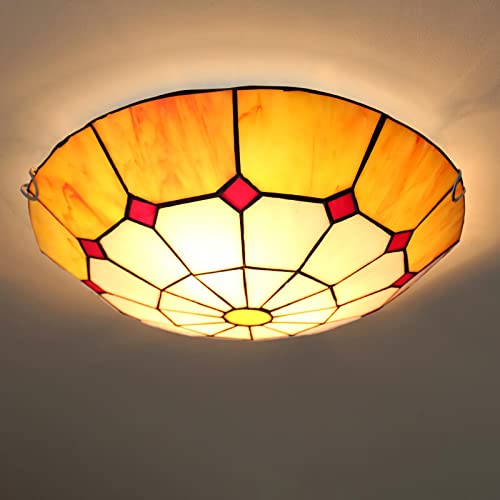 Lámpara de techo LED de vidrieras estilo mediterráneo vintage regulable LWX amarillo 6