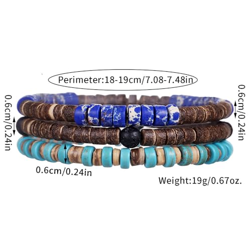Pulsera elástica multicapas de cuentas de madera para mujer y hombre miniatura 2
