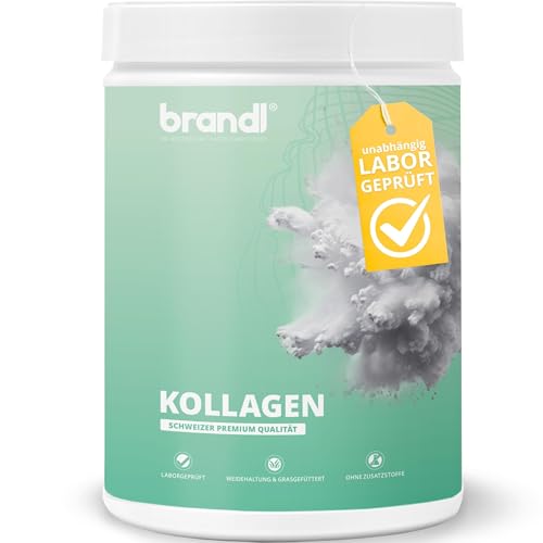 Kollagen Pulver für Gelenke, Knie und Haut – aus Schweizer Weidehaltung – geschmacks- und geruchsneutral & unabhänging laborgeprüft – Peptide Typ 1 & 3 – gute Löslichkeit, 555g von brandl & Collaswiss